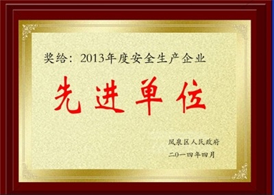 2013年度安(ān)全生产(chǎn)企业先进单位